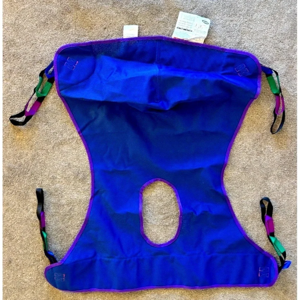 Invacare R114 Full Body Sling Commode Opening Patient Lift Medium Blue Purple